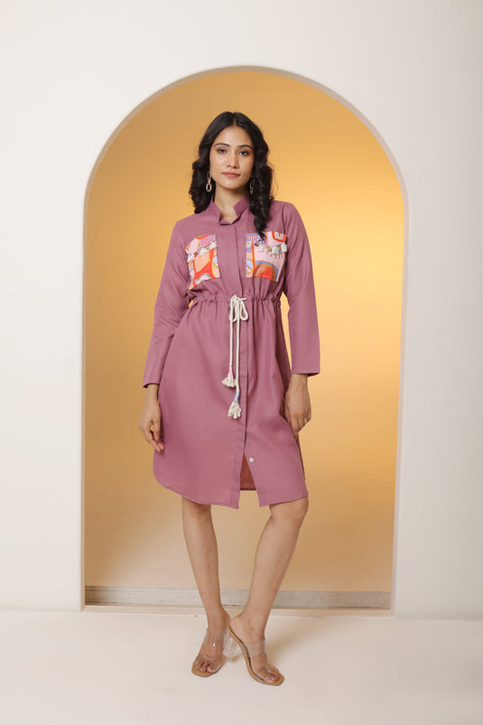 Purple Abstract Pocket Dress  Kalaloom