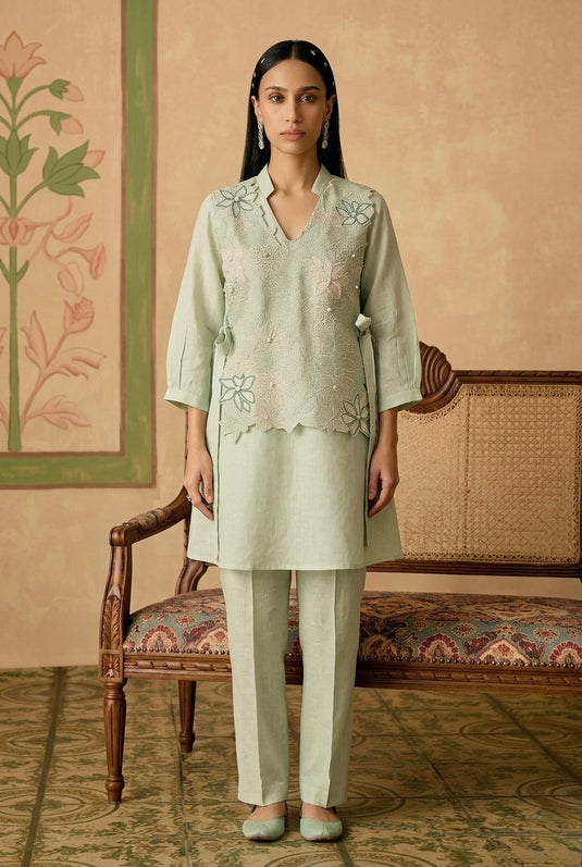 Mint Aabha Embroidered Coord